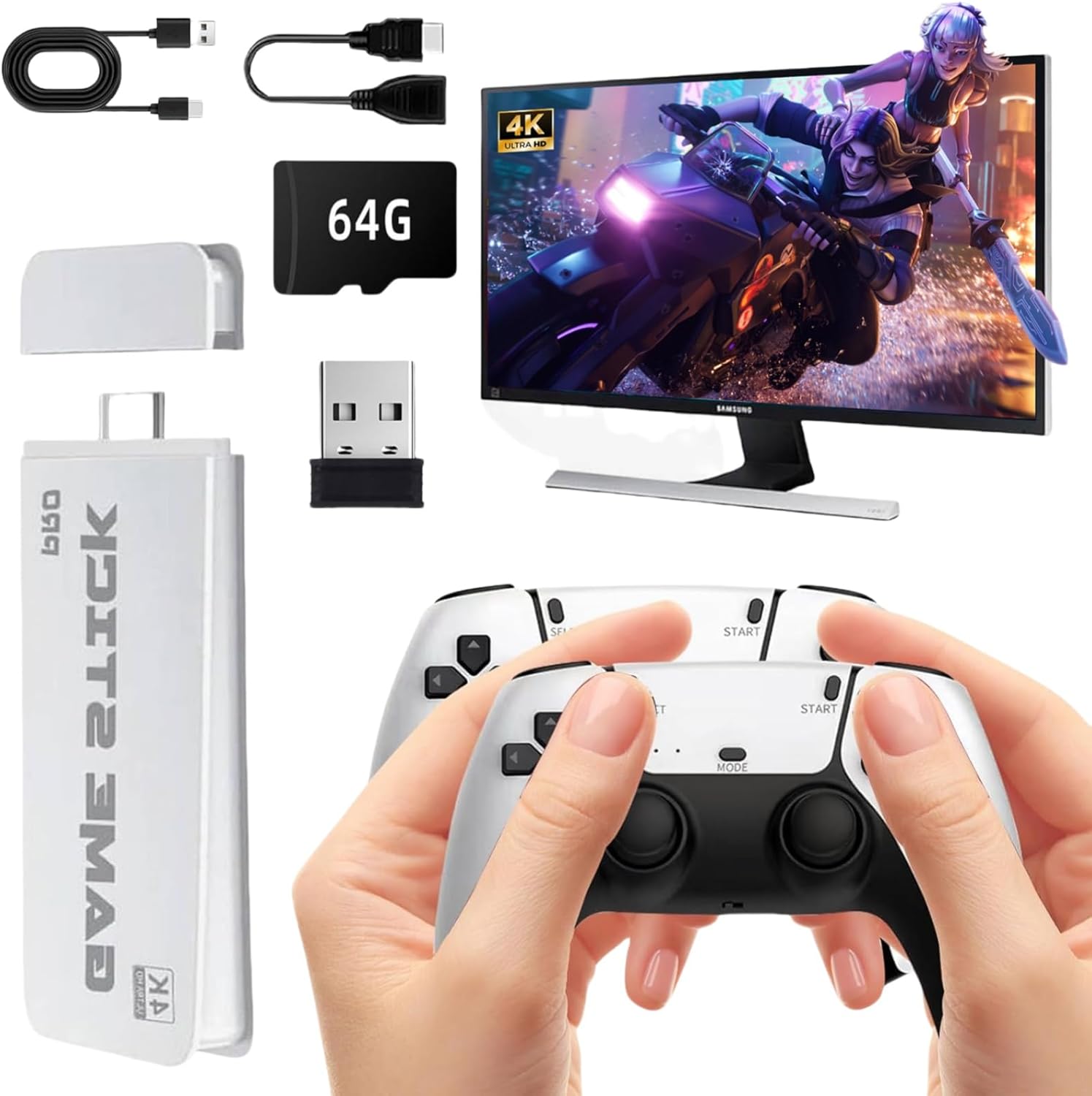 Retro Gaming Console Classic Wireless Nostalgia Game Stick Built-in 22 Emulators 20000 Games, Plug and Play Video Games for tv 4K HDMI Output, 2.4 G Wireless Controller Gamepad