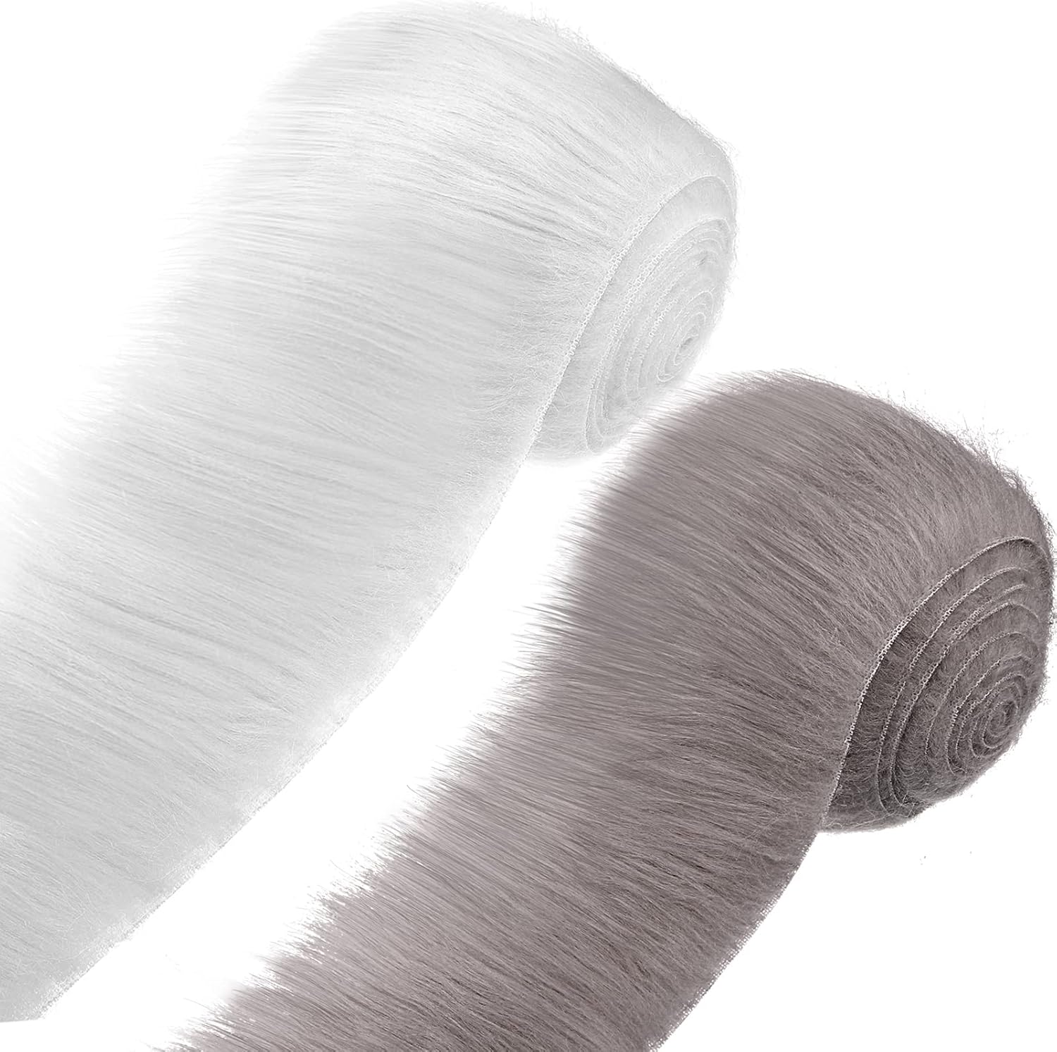 2 Pieces Faux Fur Square Furry Fabric Cutting Faux Fur Shaggy Furry Fabric Fluffy Chair Cover Patches Clothing Decoration Suitable for DIY Craft, 2 x 60 Inches(Gray, White)