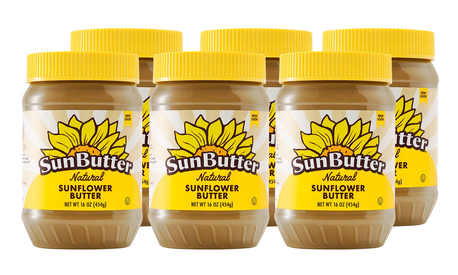 SunButter Original Sunflower Seed Butter, 16 oz (6 Pack of 6) - Nut Free Spread with 7g Plant-Based Protein, Roasted Rich & Savory Flavor, Smooth Texture, Vegan, Kosher & Non-GMO