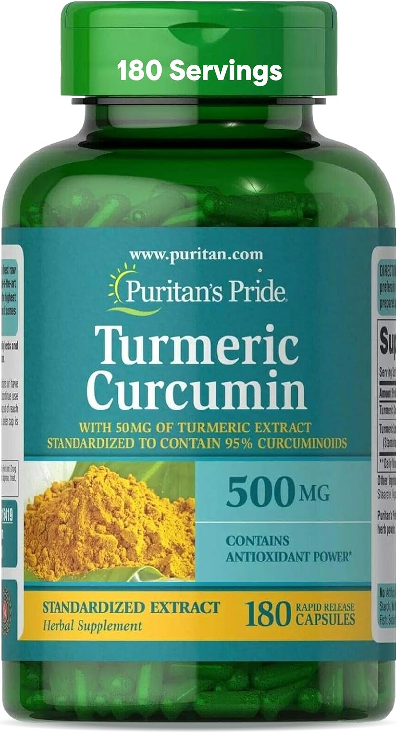 Puritan's Pride Turmeric Curcumin 500mg, 180 Rapid Release Capsules