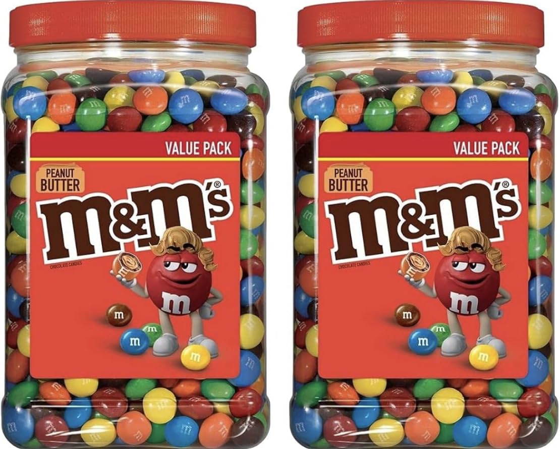 M&MS Bulk (M&MS) Peanut Butter Milk Chocolate (2 Packs) Candy Jar | (110 oz) Chocolate candies for Valentines | Bulk, Valentines