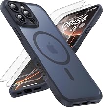 TOCOL 3 in 1 Magnetic for iPhone 16 Pro Case, Upgraded Full Camera Protection, Compatible with Magsafe, Drop Protection, Translucent Matte Back Bumper Phone Cover 6.3-Inch (Black)