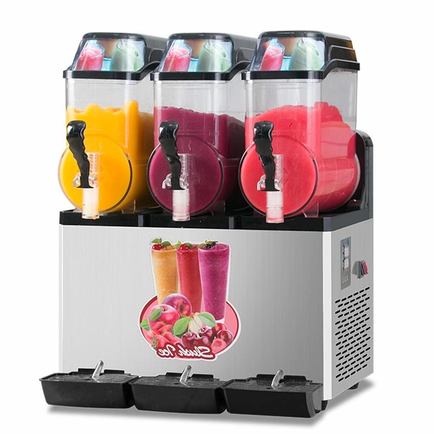 3-Tank Commercial Slushy Machine 12 Gal - Frozen Beverage Maker for Margarita, Cocktail, Coffee, for Bar, Restaurant, Party，1200W/110V