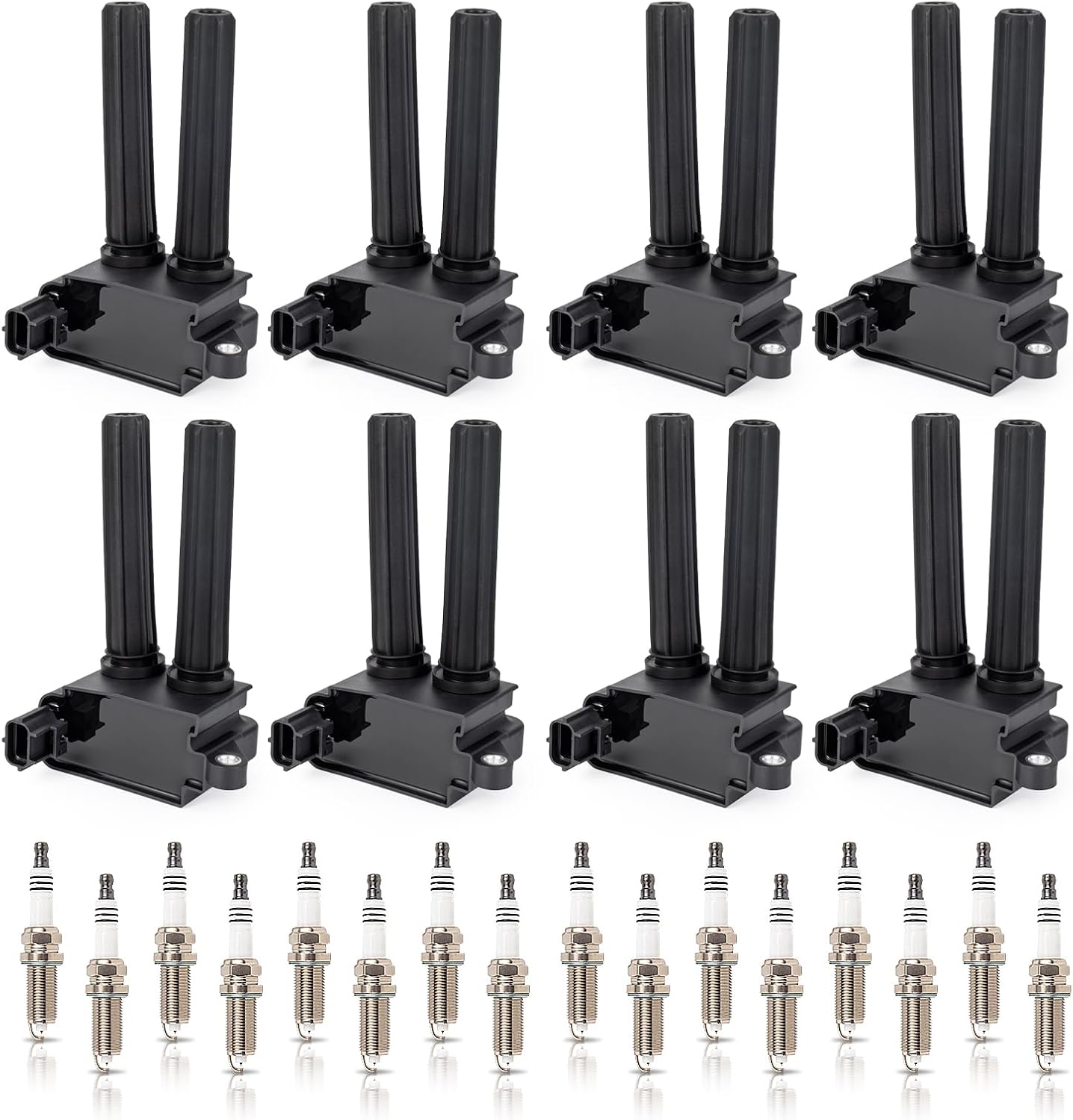 ENA 8 Black Coil Pack 16 Iridium Plug for Chrysler Dodge Jeep Ram 5.7L V8