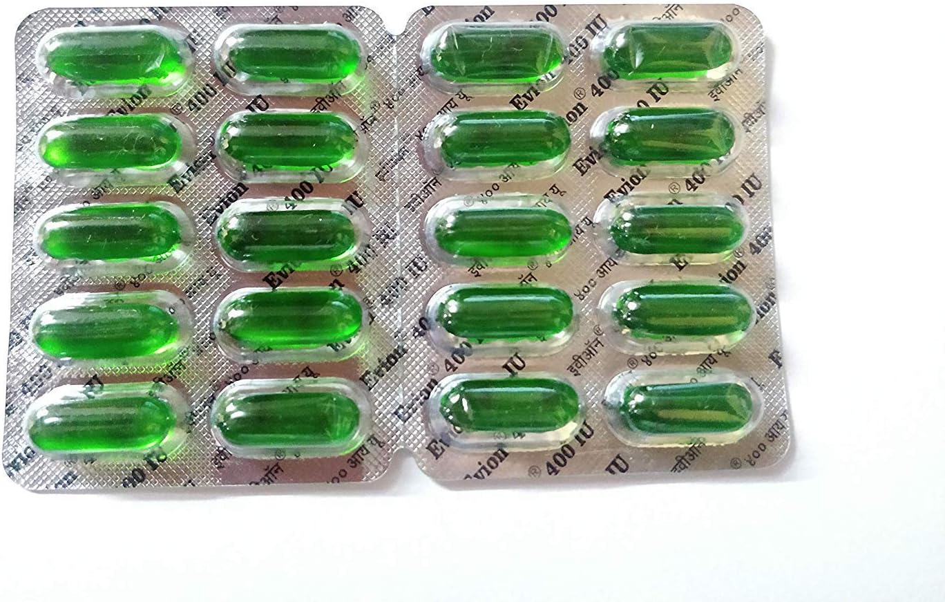 NK GLOBAL Evion Vitamin E 400mg Capsules For Face, Hair growth, Nails, Glowing Skin Set of 150 Pcs Natural, Vegan Face Vitamins