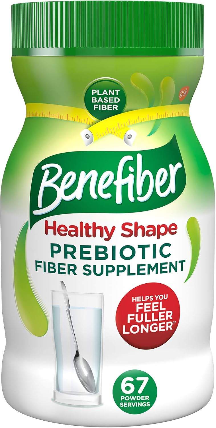 Benefiber Healthy Shape Prebiotic GLP-1 Friendly Fiber Supplement Powder for Digestive Health, Daily Fiber Powder - 67 Servings (17.6 Ounces)