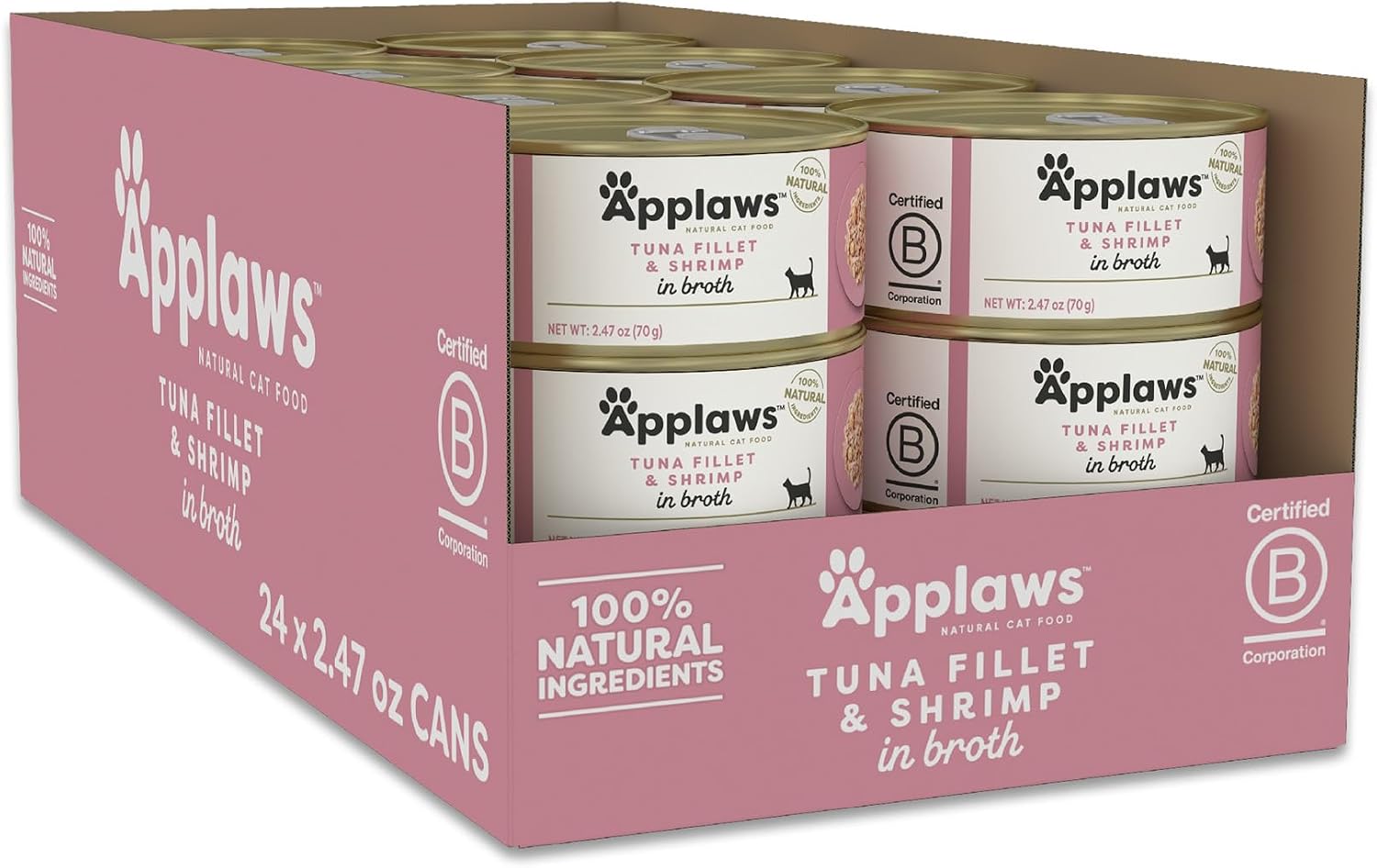 Applaws Tuna Fillet & Shrimp in Broth Wet Cat Food 24-Pack 2.47 oz Cans