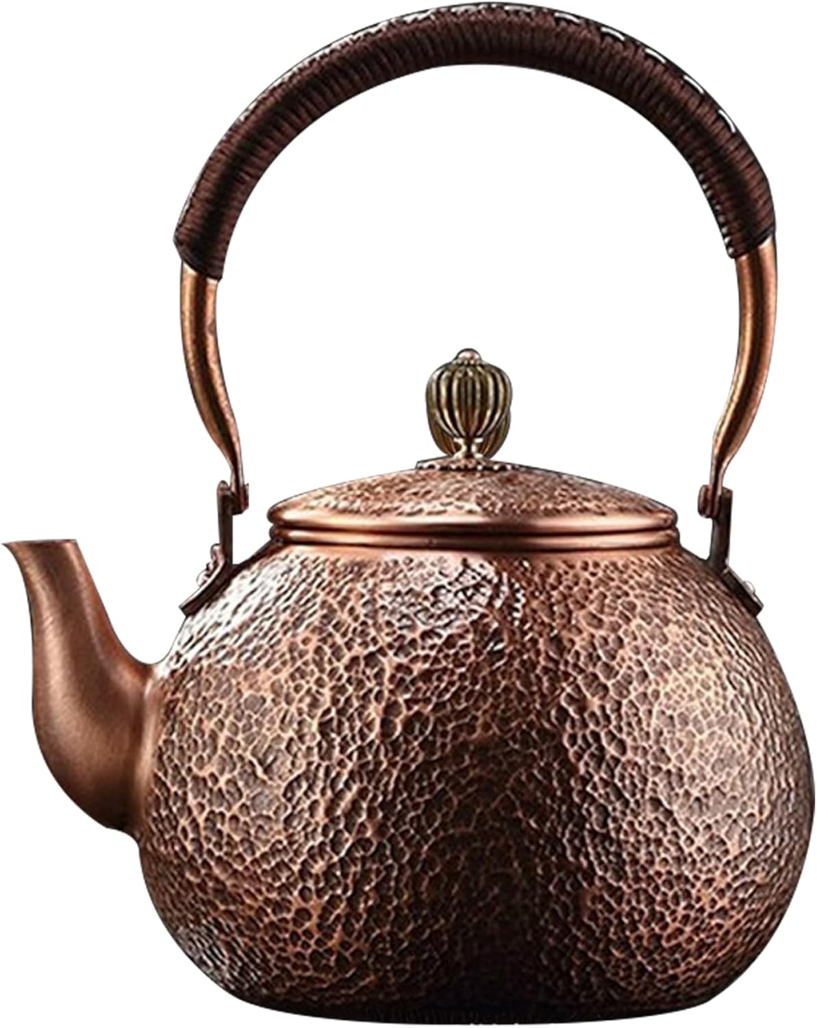 Yaoliucp Copper Tea Kettle, 1500ml Red Copper Kettle with Non Slip Handle, Vintage Hammered Copper Teapot with Filter Holes, Tea Kettle for Stove Top, Copper Tea Kettle