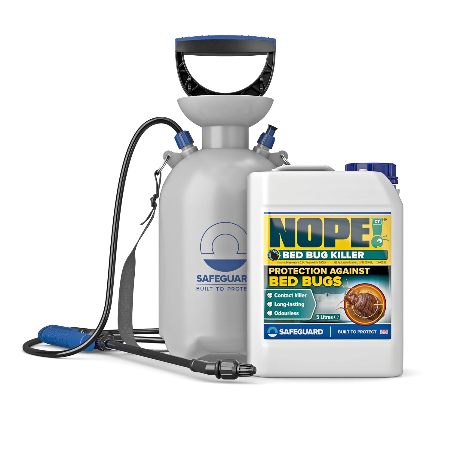 NOPE! CP Bed Bug Killer Spray - Odourless & Non-Staining, Extended Residual Kill up to 3 Months for mattress, bed frames, furniture (5 L & Sprayer)