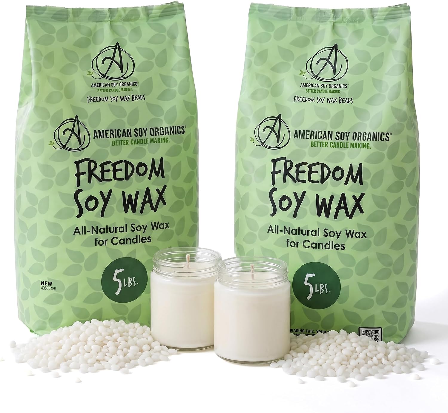 American Soy Organics Freedom Soy Wax Beads, All-Natural Candle Wax, 10 lbs
