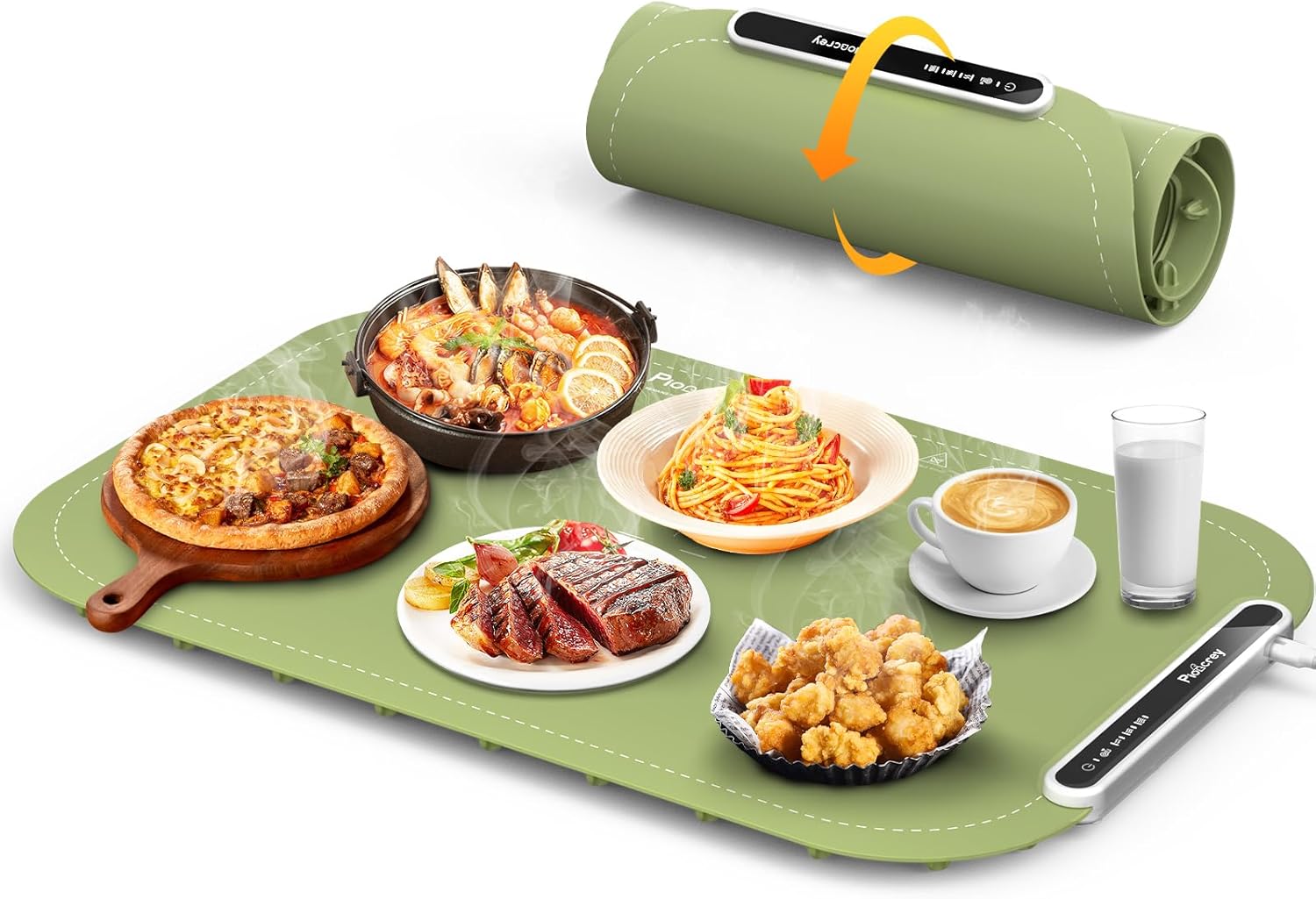 Food Warming Mat, Warming Mat for Food Heating Pads to Keep Food Warm, Silicone Electric with 3 Temperature Levels & 2 Hours Auto-Off, Roll Warming Mat for Buffets, Parties, Picnic