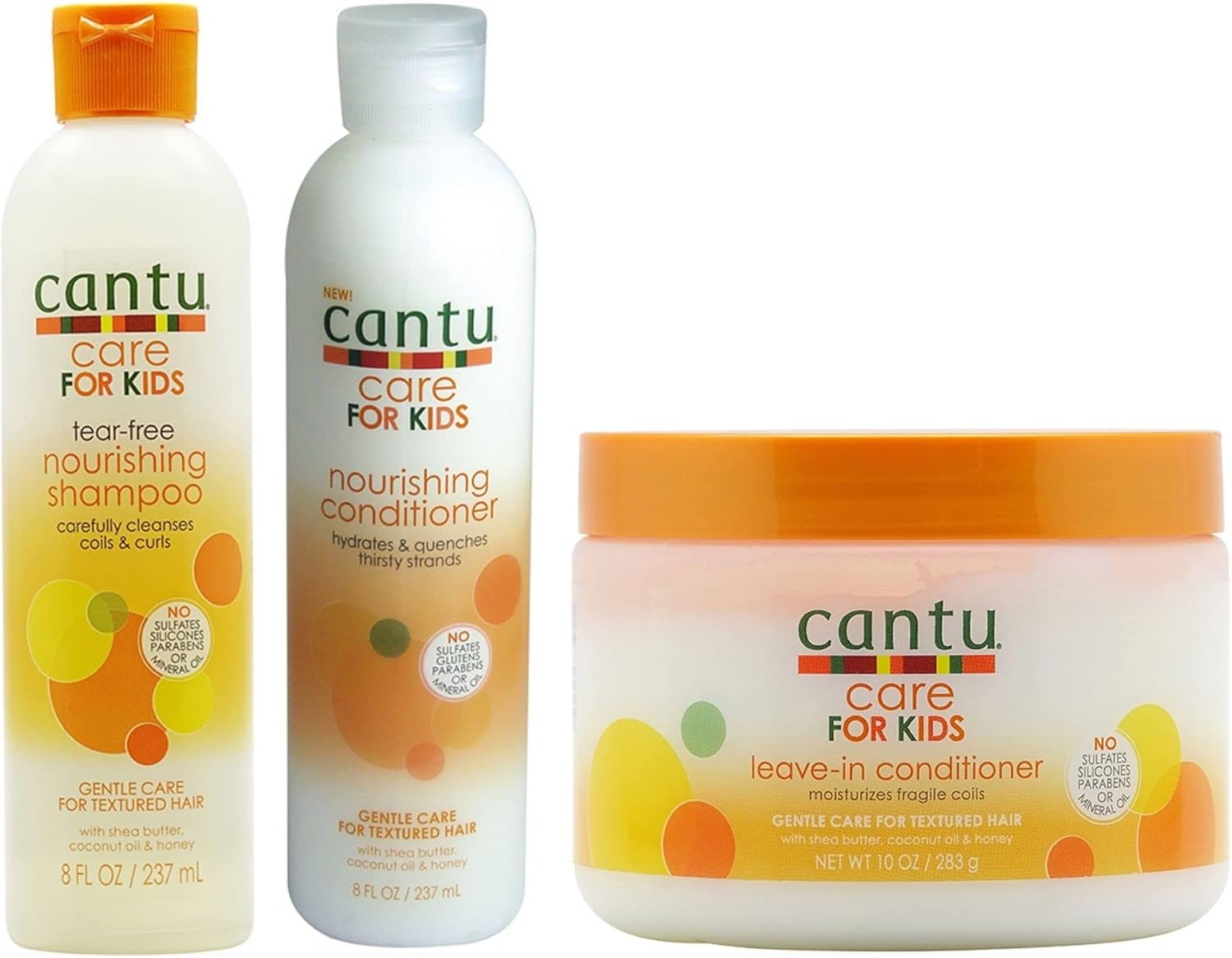 Cantu Care For kids Gentle Care For Textured Hair Shampoo + Conditioner + Leave In Conditioner Set Of 3
