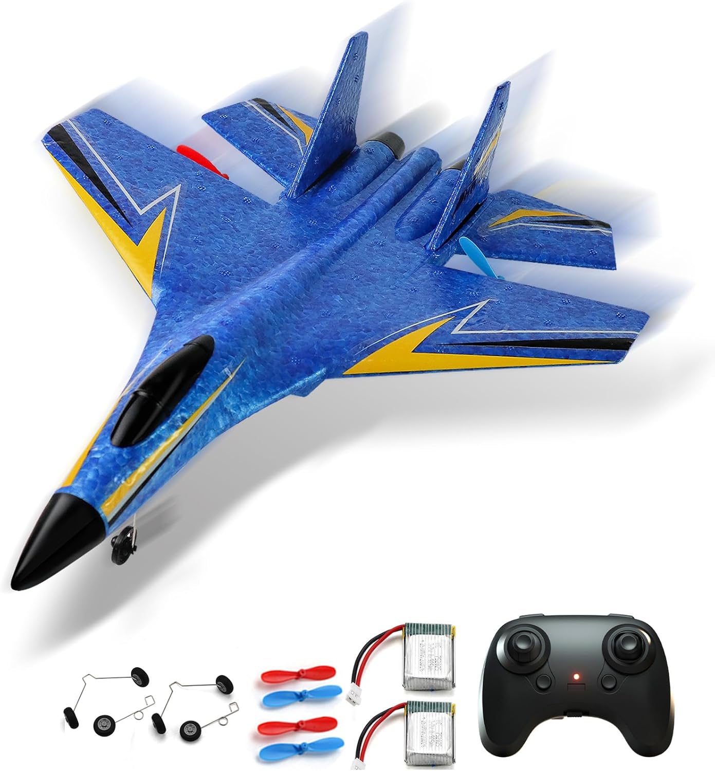 Remote Control Airplane for Kids, 2 Channels Foam RC Planes Jet Wireless Toy,Hobby RC Glider Aircraft for Beginners Teen Boys Girls Adult Blue