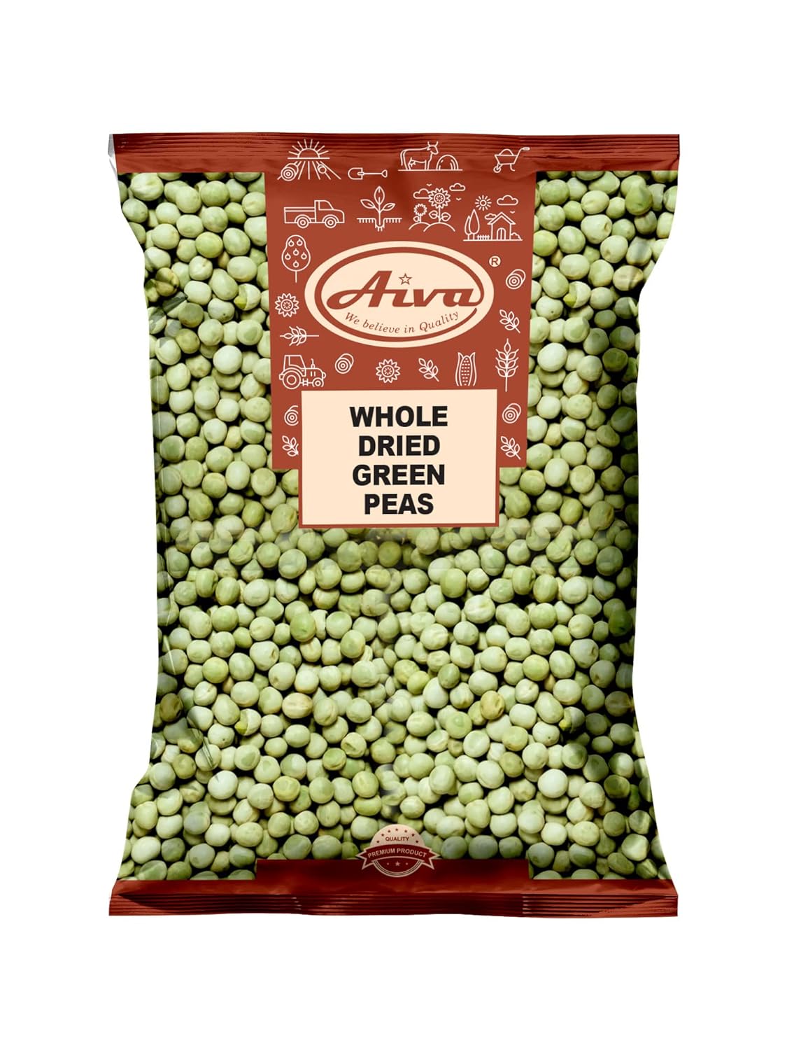 Aiva Dried Green Peas Whole (Marrowfat Peas, Vatana, Matar) 4 LB Bulkβ Premium Whole Green Peas for Soups, Curries, and Stews