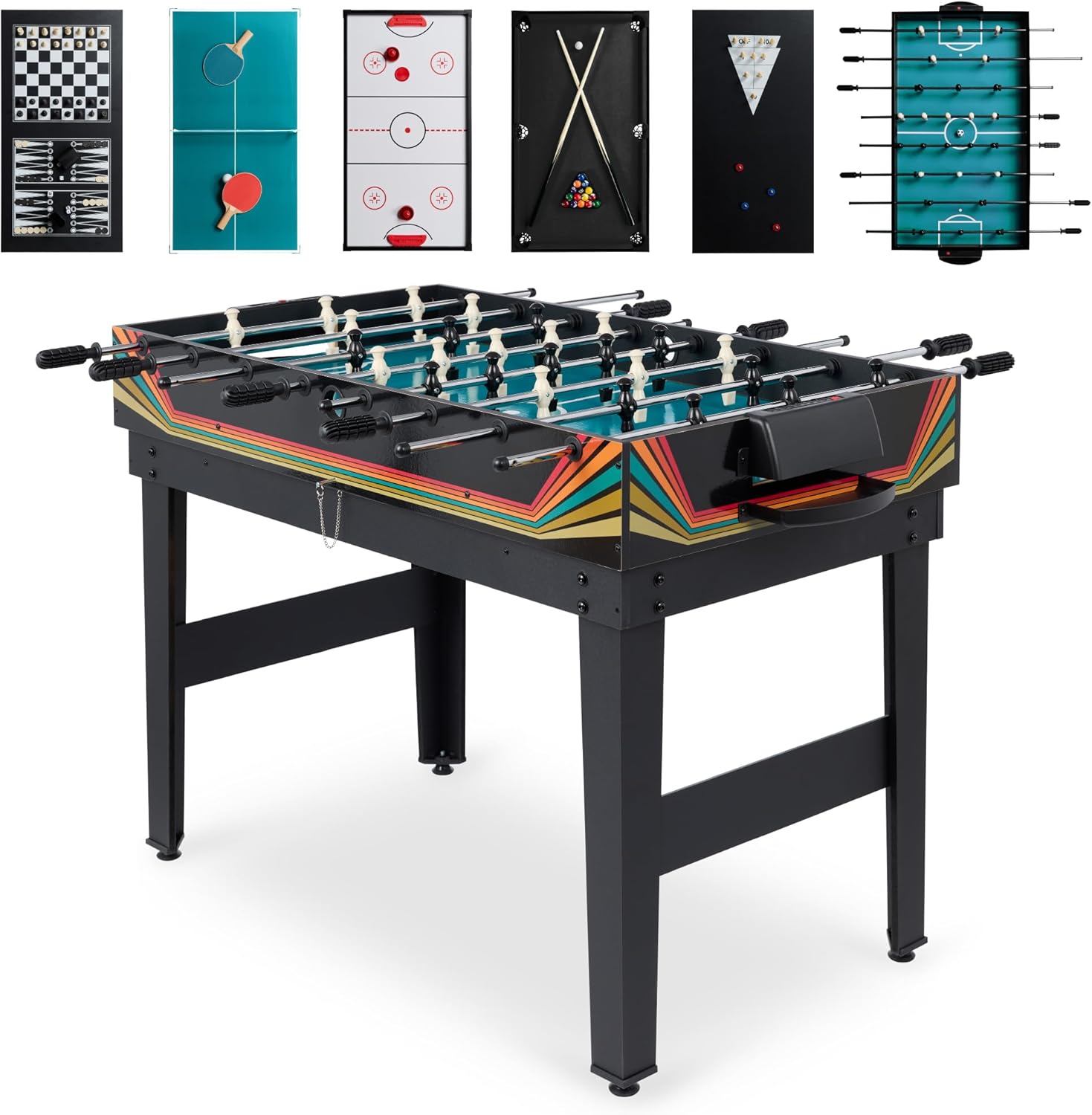 Best Choice Products 2x4ft 10-in-1 Combo Game Table Set for Home, Game Room, Friends & Family w/Hockey, Foosball, Pool, Shuffleboard, Ping Pong, Chess, Checkers, Bowling, and Backgammon