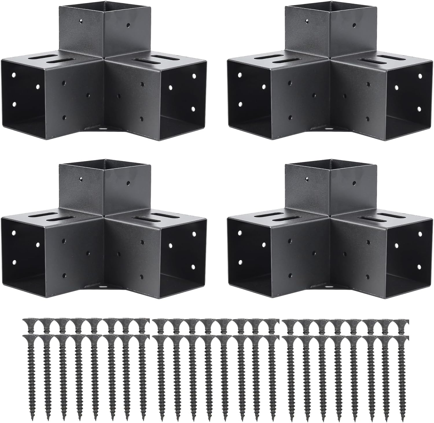 4x4 Pergola Brackets(Actual:3.6"x3.6") 3 Way Right Angle Corner Bracket, DIY Pergola Kit with Black Powder Coated Support Gazebos, Patio Pergolas Log Cabin Outdoor Pergola