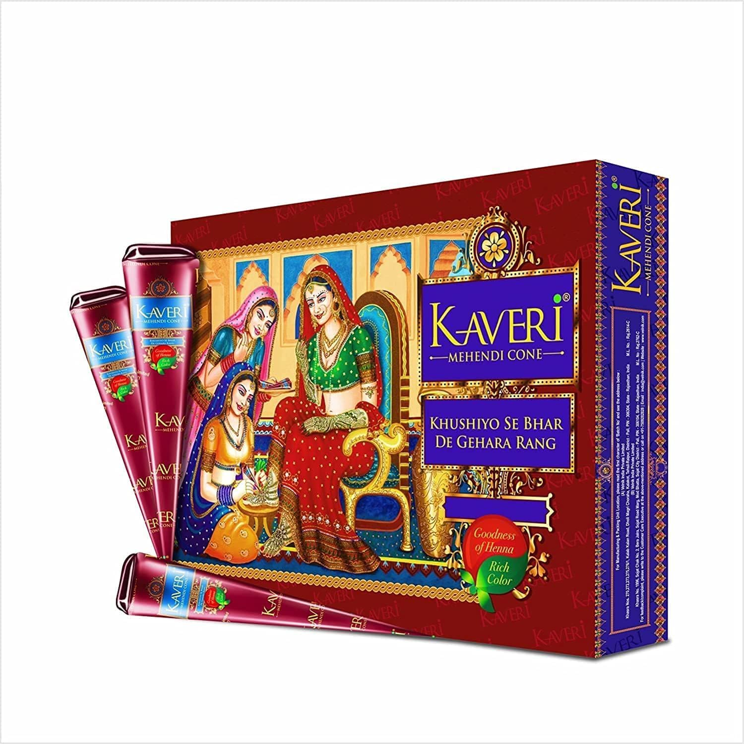 12 x Kaveri Dark Brown Mehndi All Natural Body Art Organic Temporary Tattoo