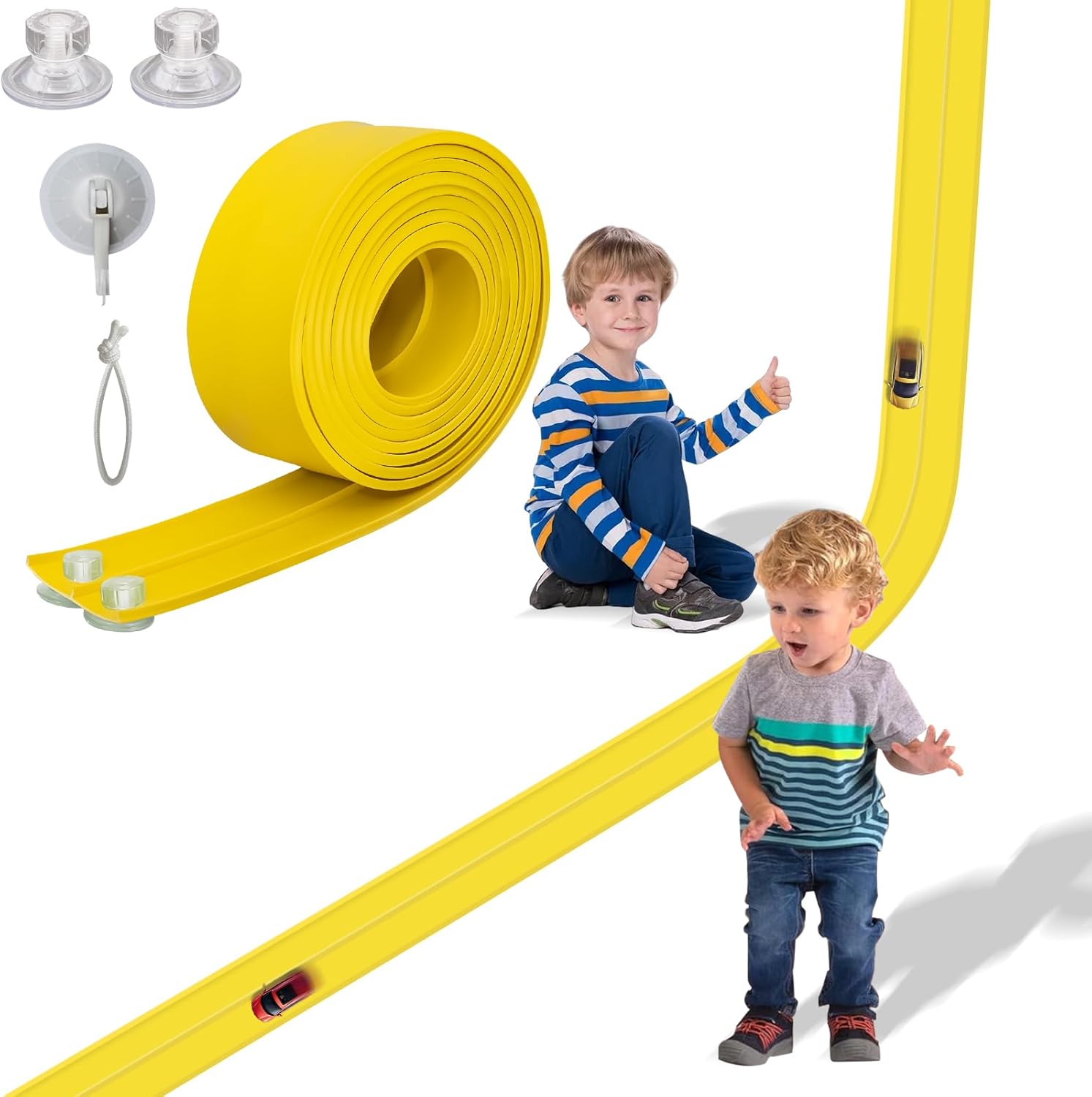 Flex Track 15 Ft Starter Set, Flexible Race Car Ramp Track for Ages 3 & Up with Suction Cups Compatible with Hot Wheels and Diecast 1/64th Cars