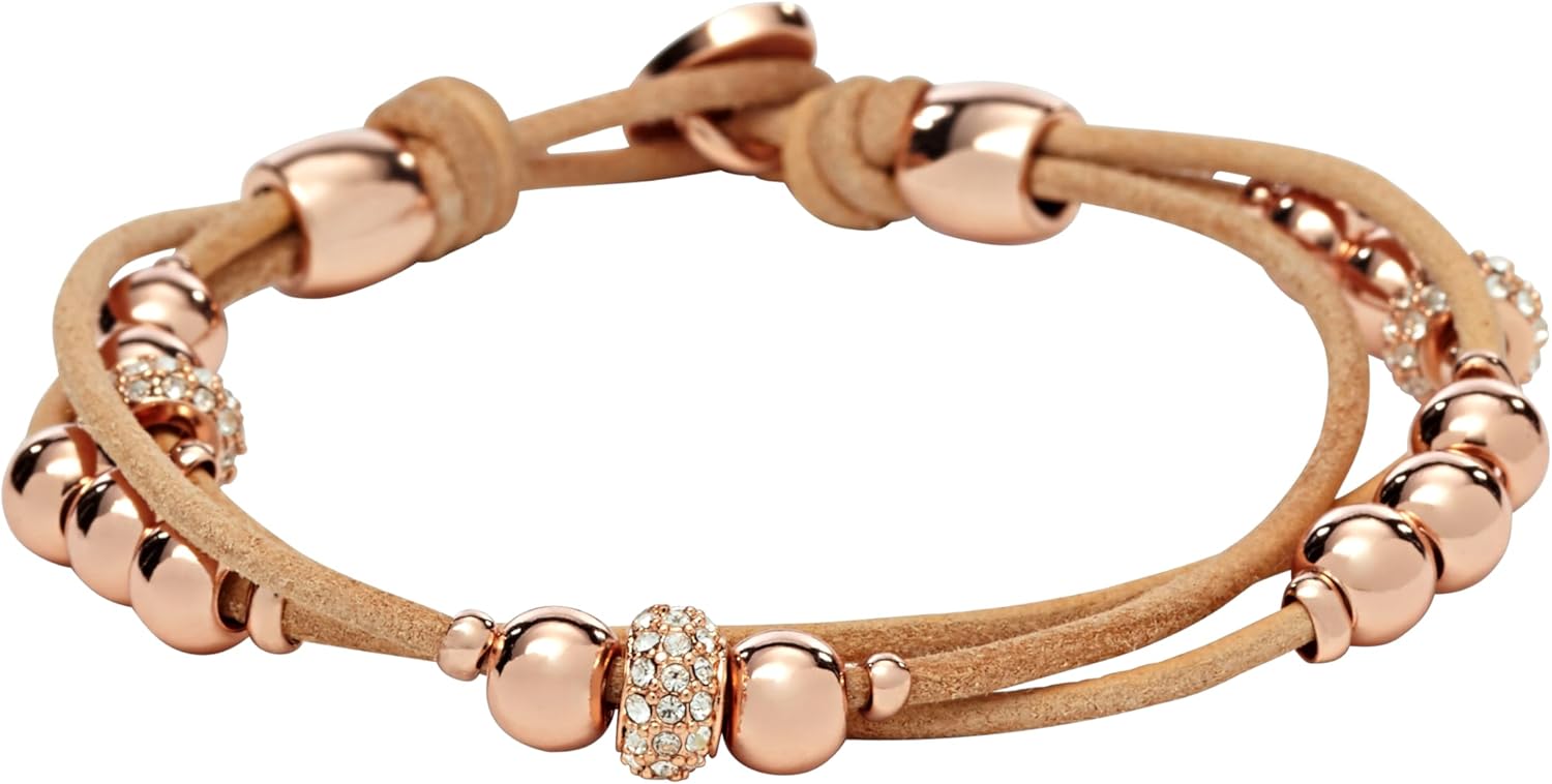 Fossil Women's Stainless Steel and Genuine Leather Bracelet for Women
