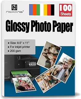 Photo Paper, Glossy Photo Paper 8.5x11, Photo Printer Paper, Picture Paper for Printer, for Inkjet Printer, Letter Size, 100 Sheets Bulk, 200 GSM