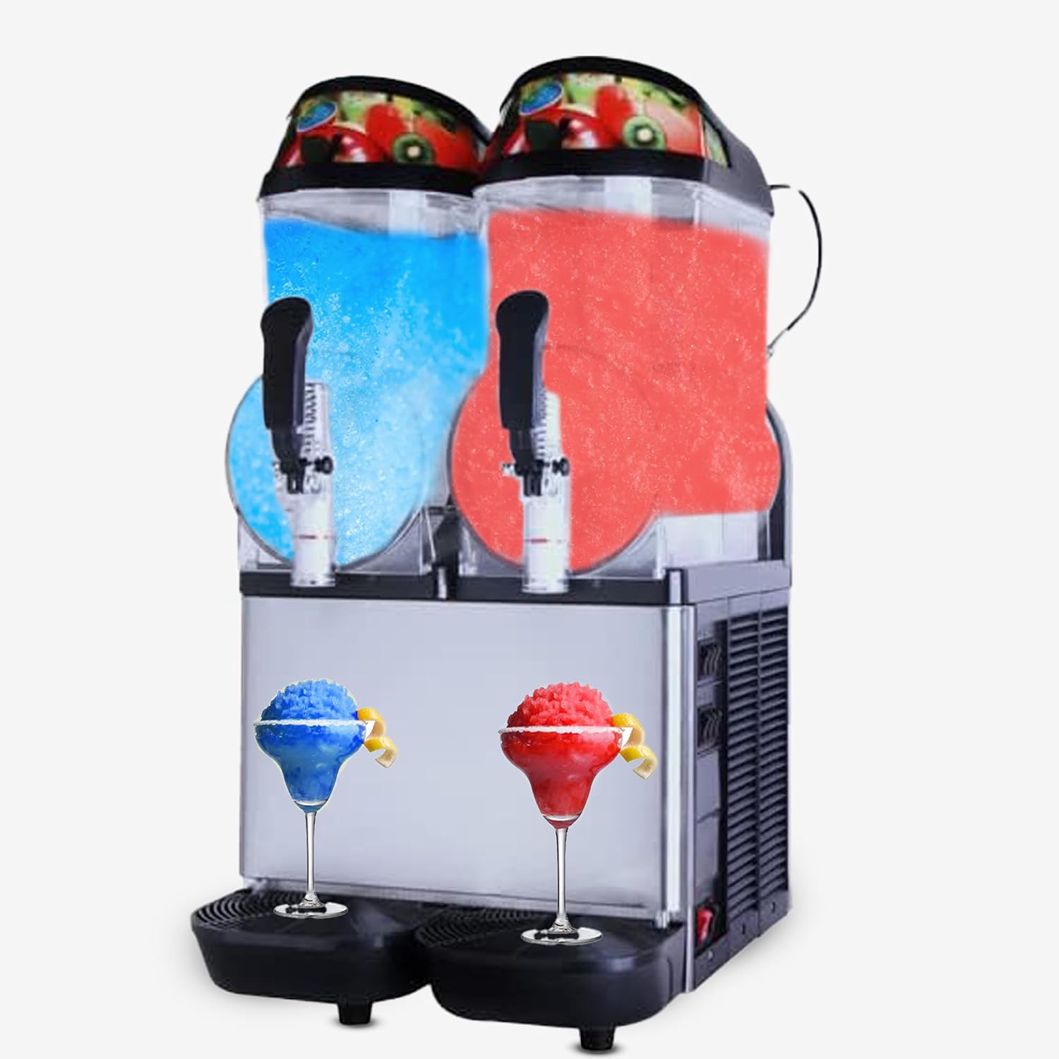 CVS Commercial Frozen Ice Drink Slush Machine: 2x12L Single Tank | Slushie Maker for Hotels, Bars & Cafés | LED Lighting | Adjustable Thermostat (2 Tank (24 Liters))