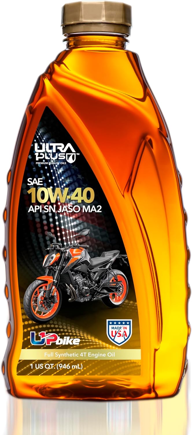 ULTRA 1PLUS 4T 10W-40 Full Synthetic Motorcycle Oil API SN JASO MA2-10W40 Motor Oil, 1 Quart