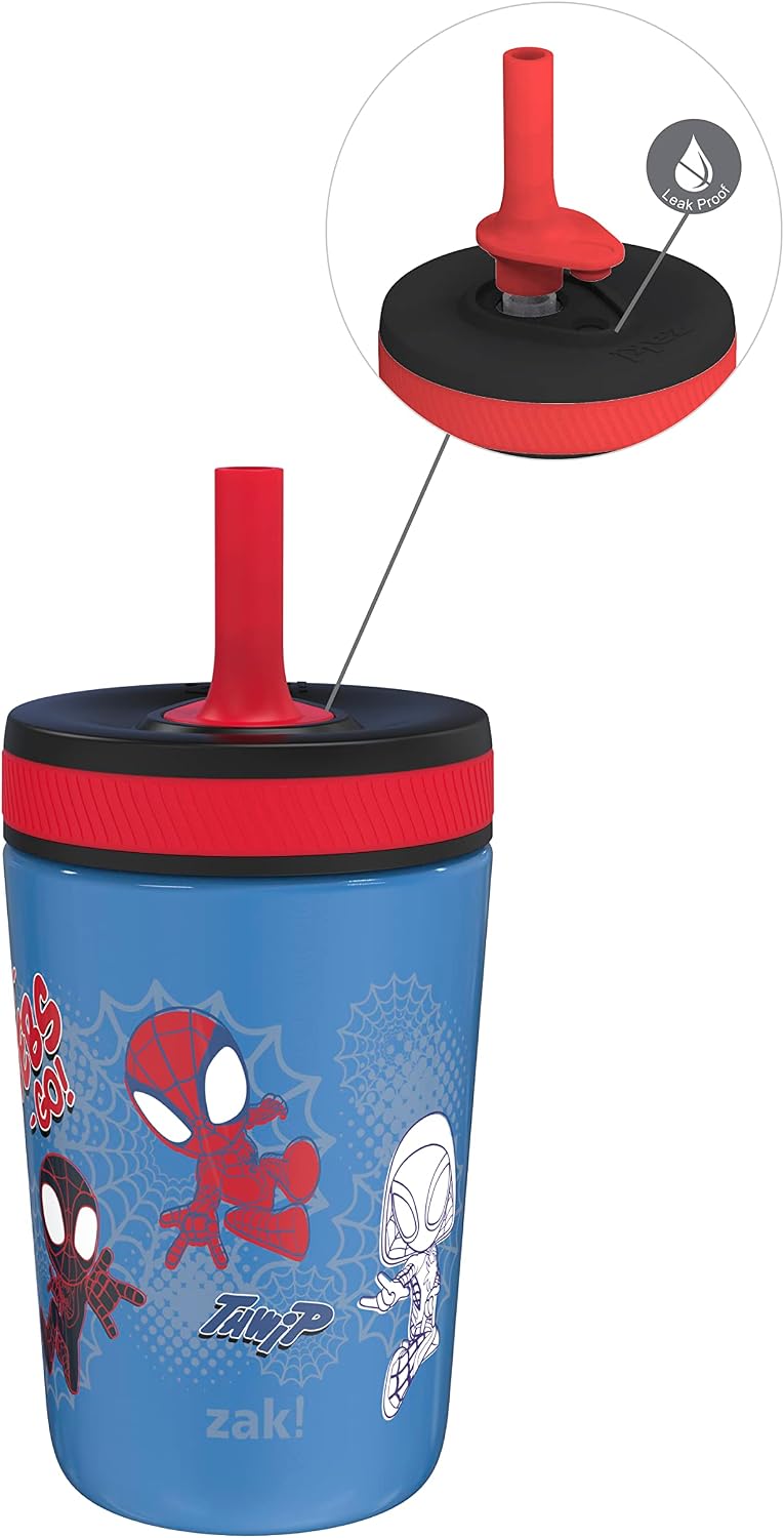 Zak Designs Marvel Spider-Man Kelso 12oz Leak-Proof Toddler Straw Cup