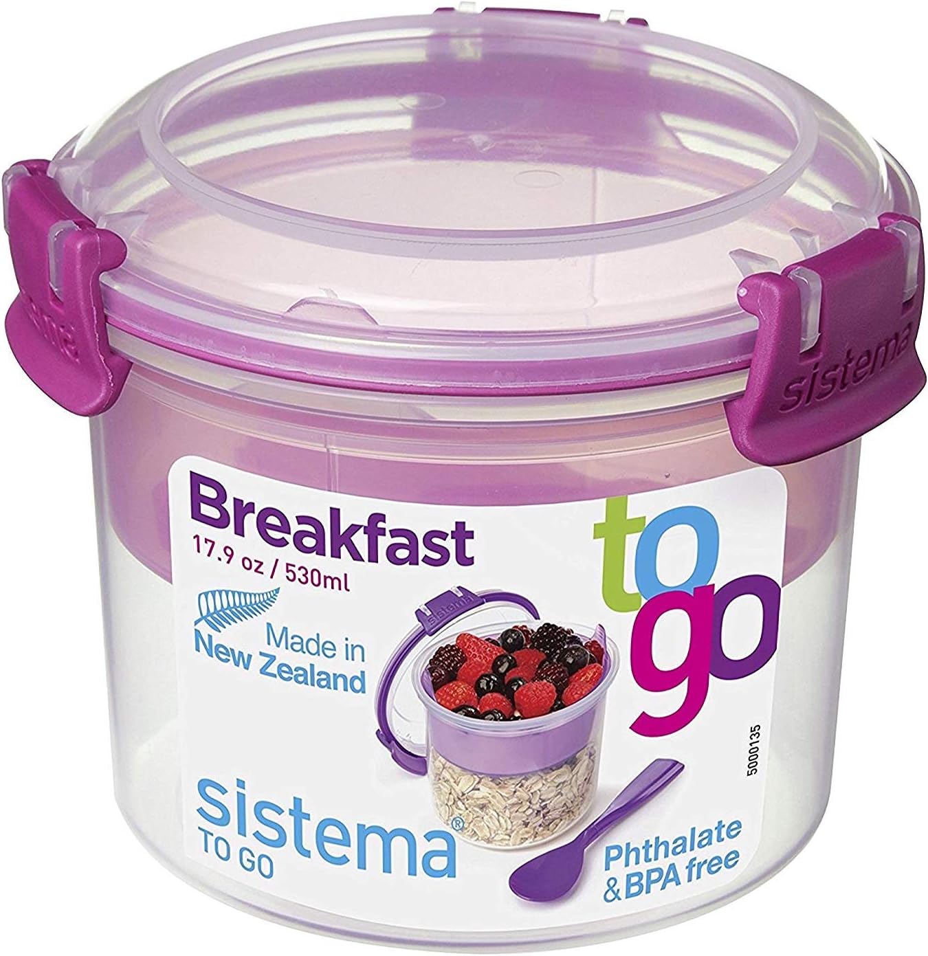 Sistema Modern Minimalist Single-Serve Clip-On Lidded Box, Assorted Colours, Thermal Shock Resistant, Borosilicate Glass, Hand Wash Only, 1 Only Supplied