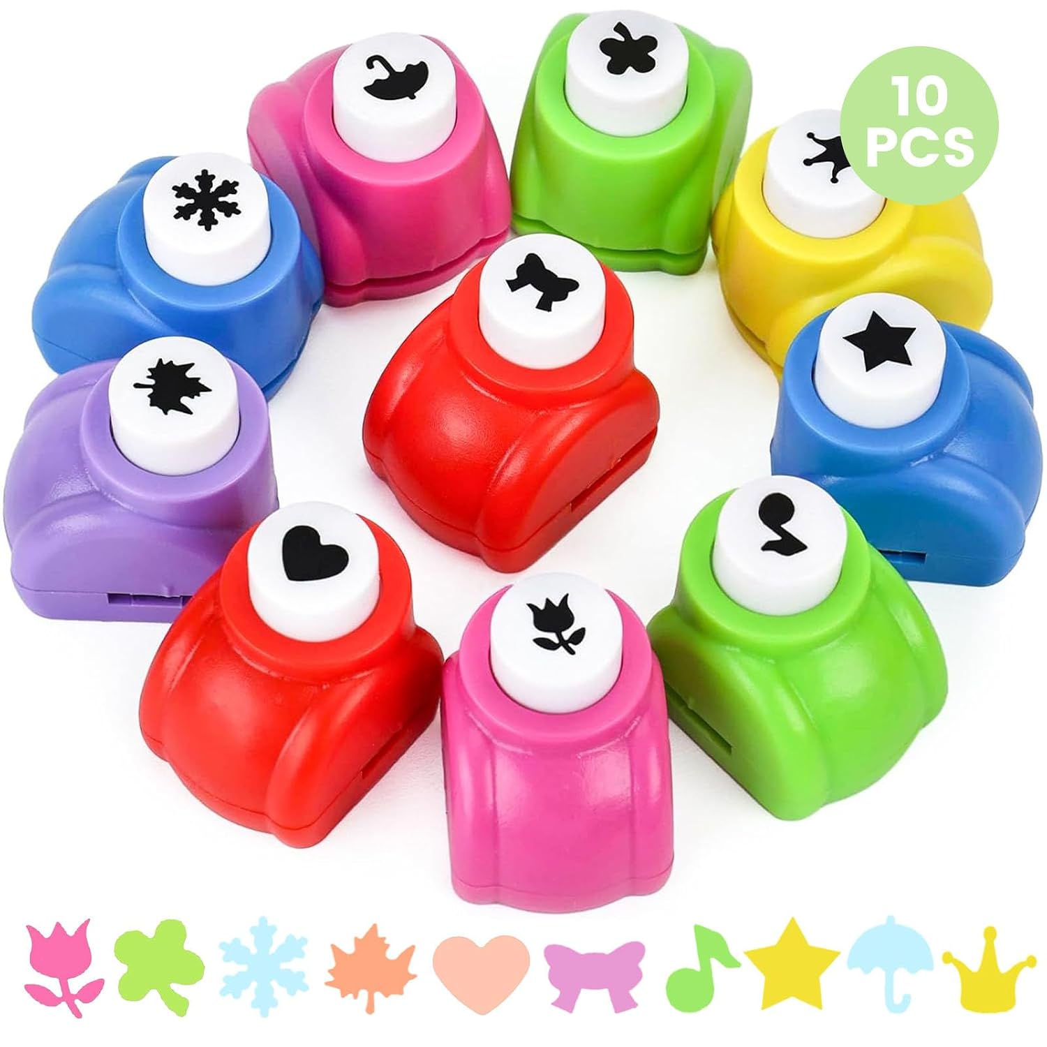 LOVEINUSA 10Pack Shape Paper Hole Punch Craft Set, Scrapbook Supplies