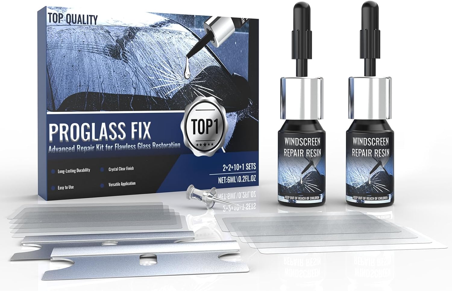 Windshield Repair Kit,DIY Car Windshield Crack Repair Kit 2 Bottles Nano Glass Repair Liquid Cracks Gone Glass Adhesive Solution for Vehicle Fix Chips,Bullseye&Star Cracks