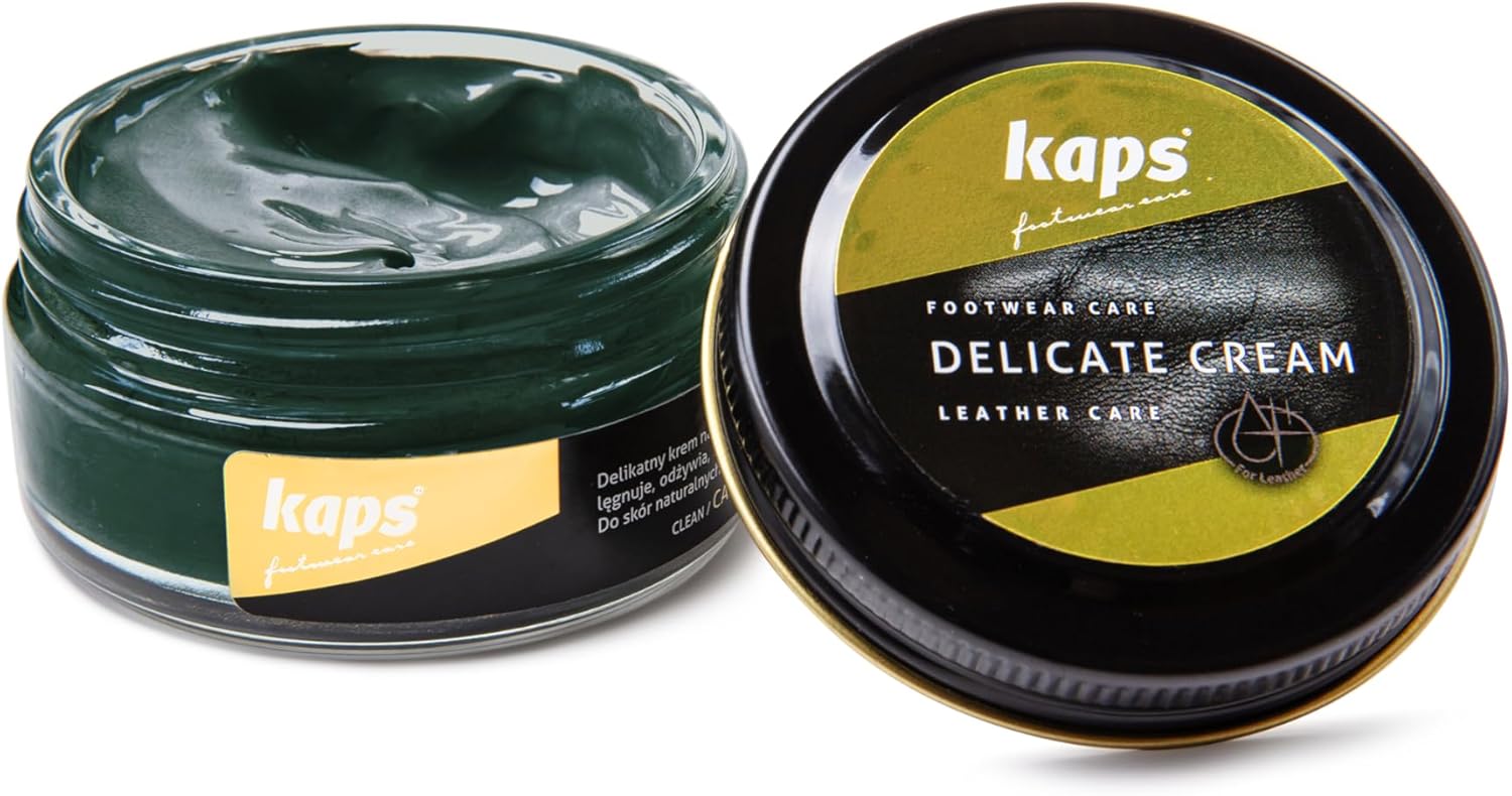 Kaps Leather Shoe Cream - Shoe Care Polish and Colour Conditioner | Refreshes Appearance | For Boots, Handbags, Furniture | Intensive Leather Care and Nourishing | 70 + Shades 50ml
