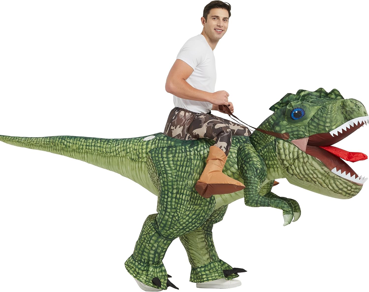 One Casa Inflatable Dinosaur Costume for Adult,Blow Up Halloween T Rex Suit