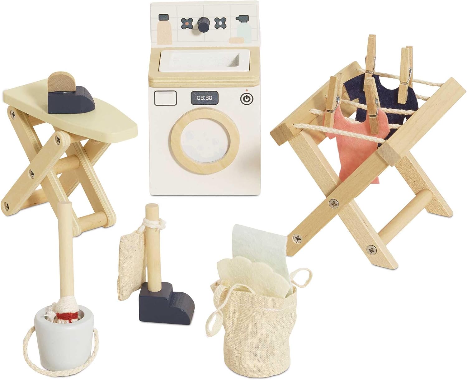 Le Toy Van - Wooden Daisylane Doll House Laundry Room Accessories Play Set For Dolls Houses | Dolls House Furniture Sets - Suitable For Ages 3+