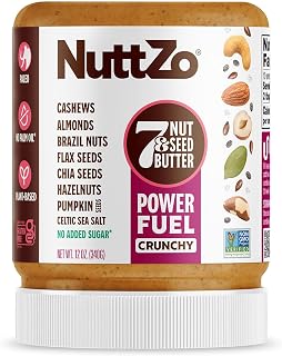 NuttZo Natural Power Fuel Crunchy 7 Nuts & Seeds Butter | Paleo and Keto Friendly | Peanut & Gluten Free, Kosher, No Added Sugar or Oil | 12 oz Jar