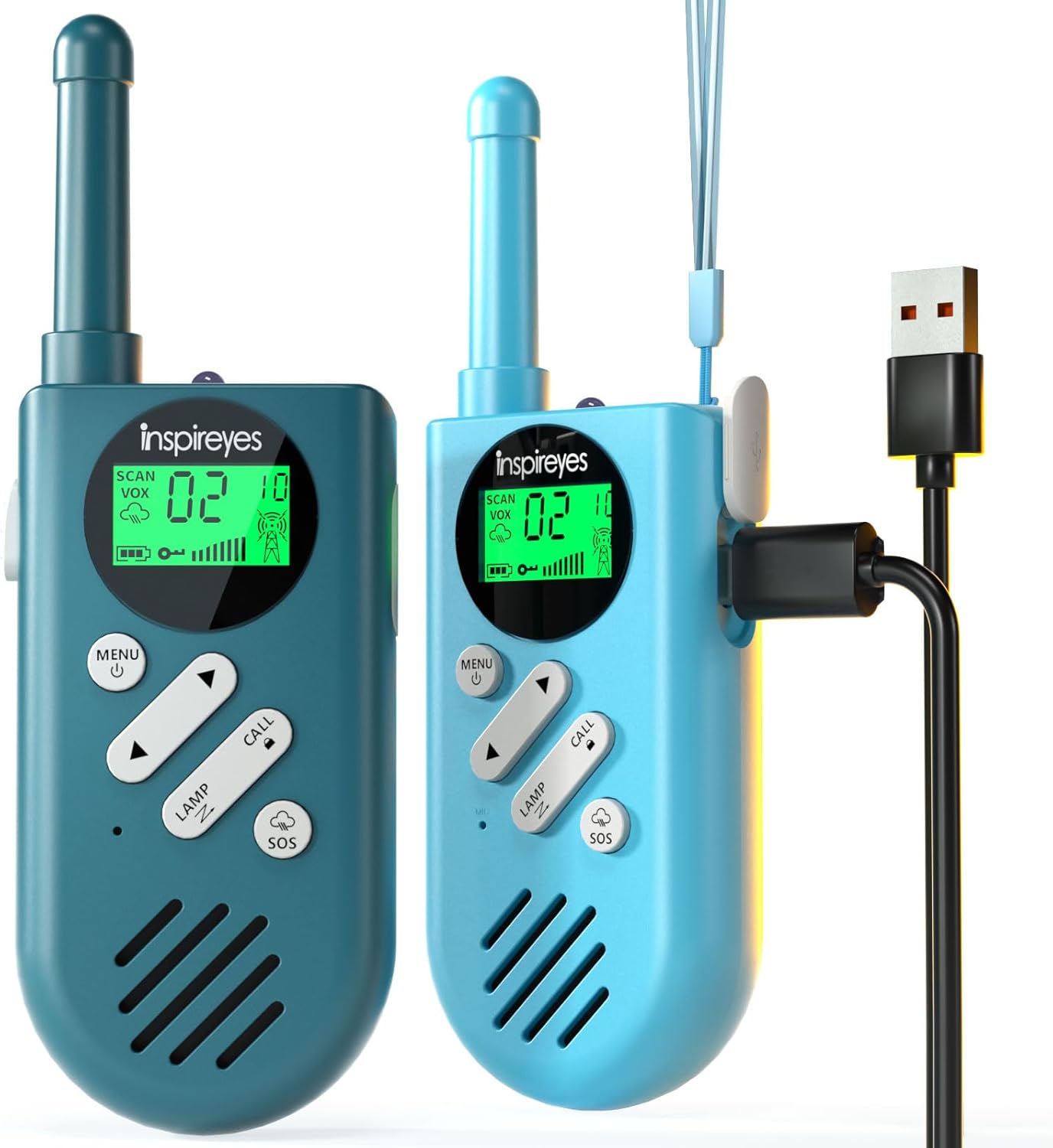 Inspireyes Walkie Talkies for Kids Rechargeable, Easter Gifts for Kids, Boys & Girls Ages 3-12, 2-Pack Long Range 2-Way Radio, 48-Hour Battery, Outdoor Camping Games Kids Toy