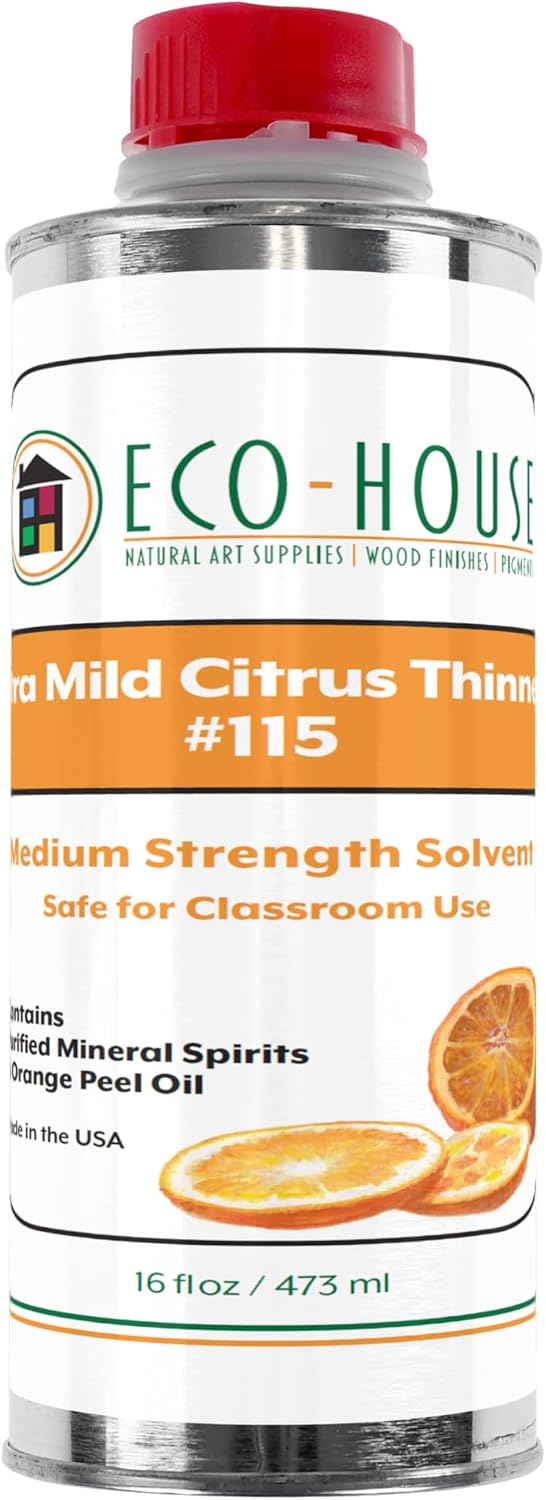 115 Xtra Mild Paint Thinner – Citrus Scent, Low Odor, Safe Alternative to Turpentine – Eco-Friendly Solvent for Oil Paints, Natural Resins & Varnishes – 473ml (16 oz)