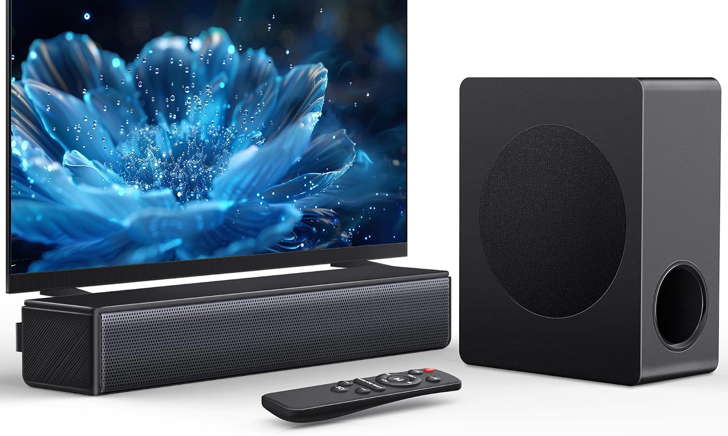 Sound bar with subwoofer, 200W 2.1 ch soundbar w/Dolby Atmos Surround Sound System, 3D Bass Adjustable Home Theater Bluetooth TV Speaker for Smart TV/Projector/PC
