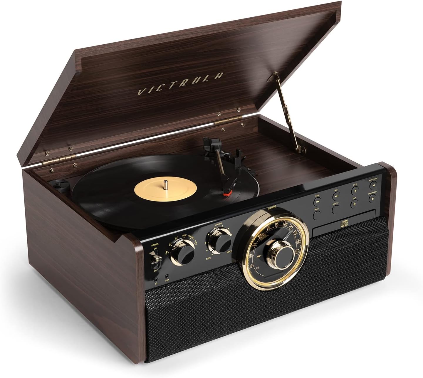 Victrola VTA-270B-ESP Empire Bluetooth 6/1 Mid Century Turntable Entertainment System (Espresso)