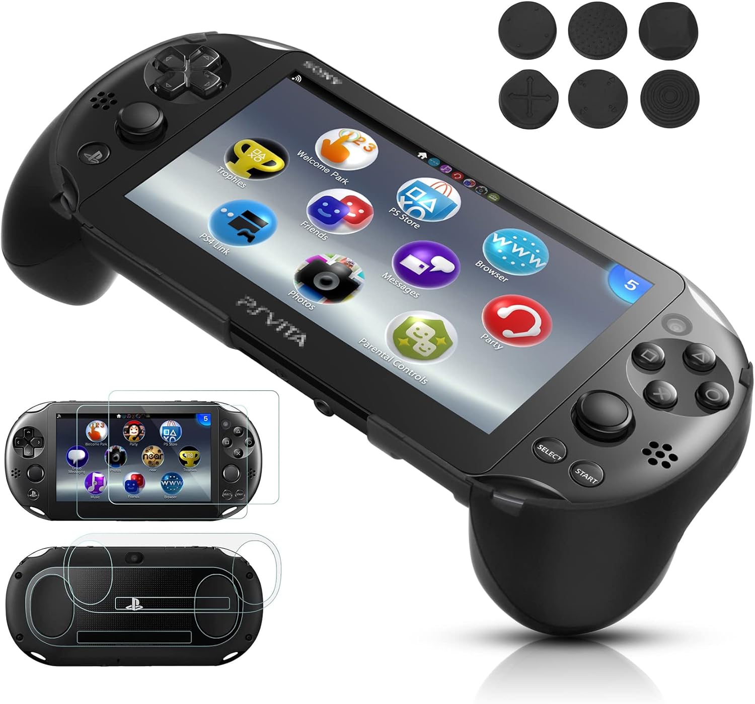 JOLANCO Hand Grip Handle Joypad Protective Case with L2 R2 Trigger Button Grip Shell Controller Protective Case for Sony Playstation PS Vita 2000 PSV 2000.
