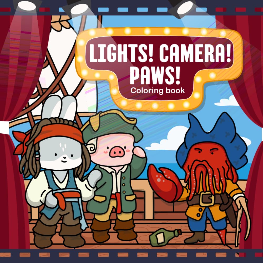 Lights, Camera, Paws! An Animal Adventure Through Iconic Movie Moments – A Cinematic Coloring Book for Teens & Adults