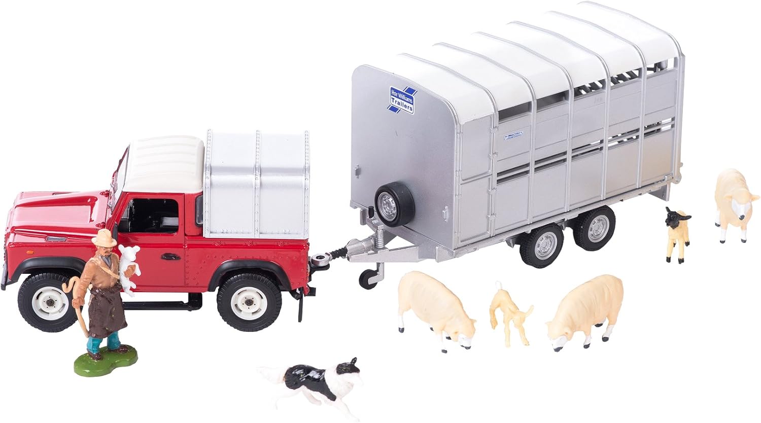 Britains 1:32 Sheep Farm Playset Collectable Farm Animals for Toddler, Farm Animal Toys with Land Rover 90 and Trailer, Farmer, Sheep and Sheepdog, Suitable for Collectors & Children from 3 Years Old