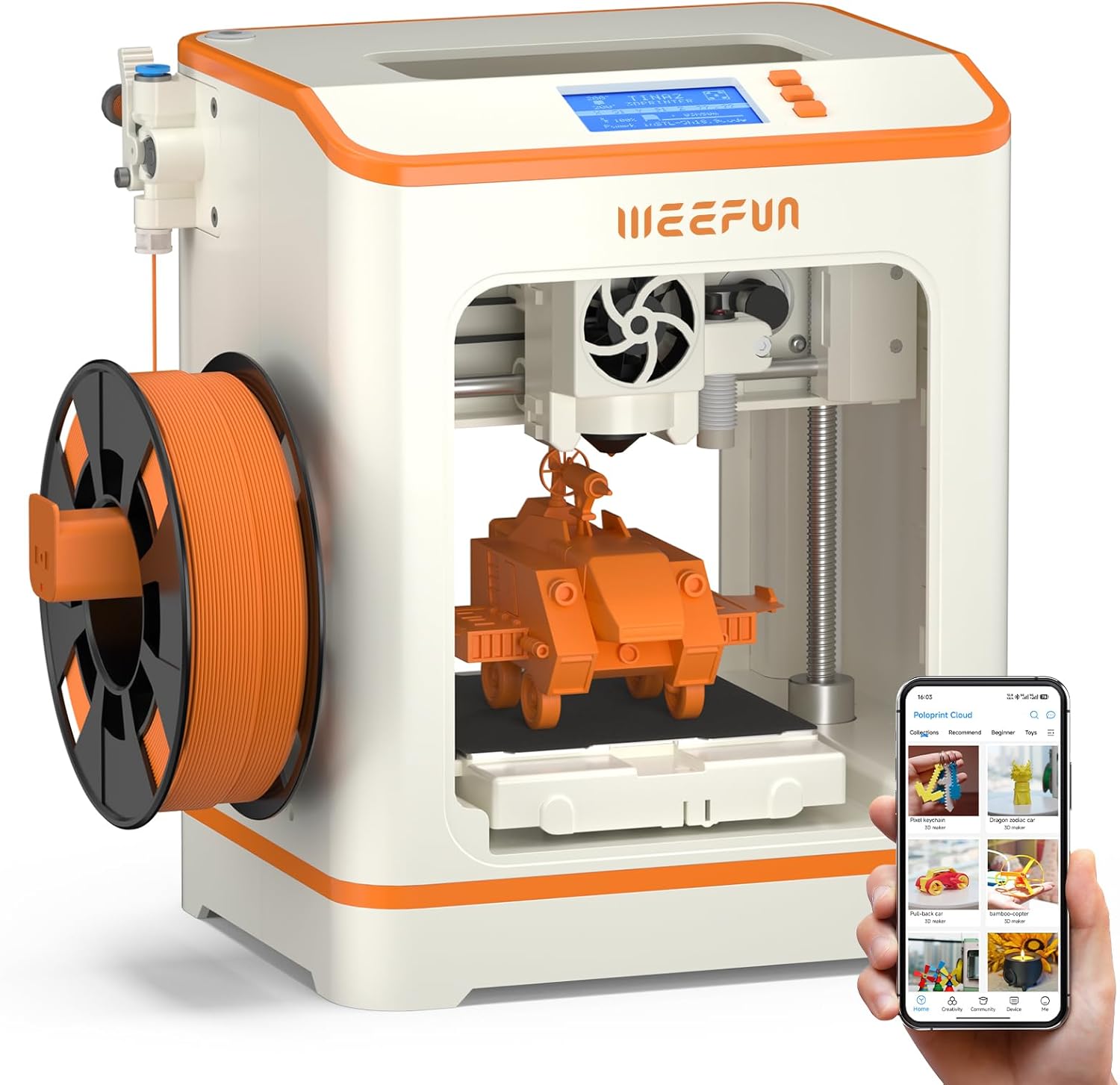 TINA2C 3D Printer, WEEFUN 3D Printers Fully Assembled with WiFi Cloud Print, APP Smart Control Mini 3D Printer for Beginners and Kids, Auto Leveling DIY 3D Printers Fully Open Source for Home, School