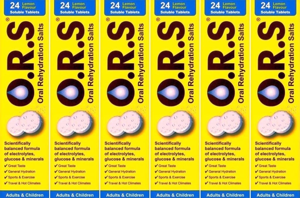 O.R.S Oral Rehydration Salts 24 Lemon Flavour Soluble Tablets x 6 Packs