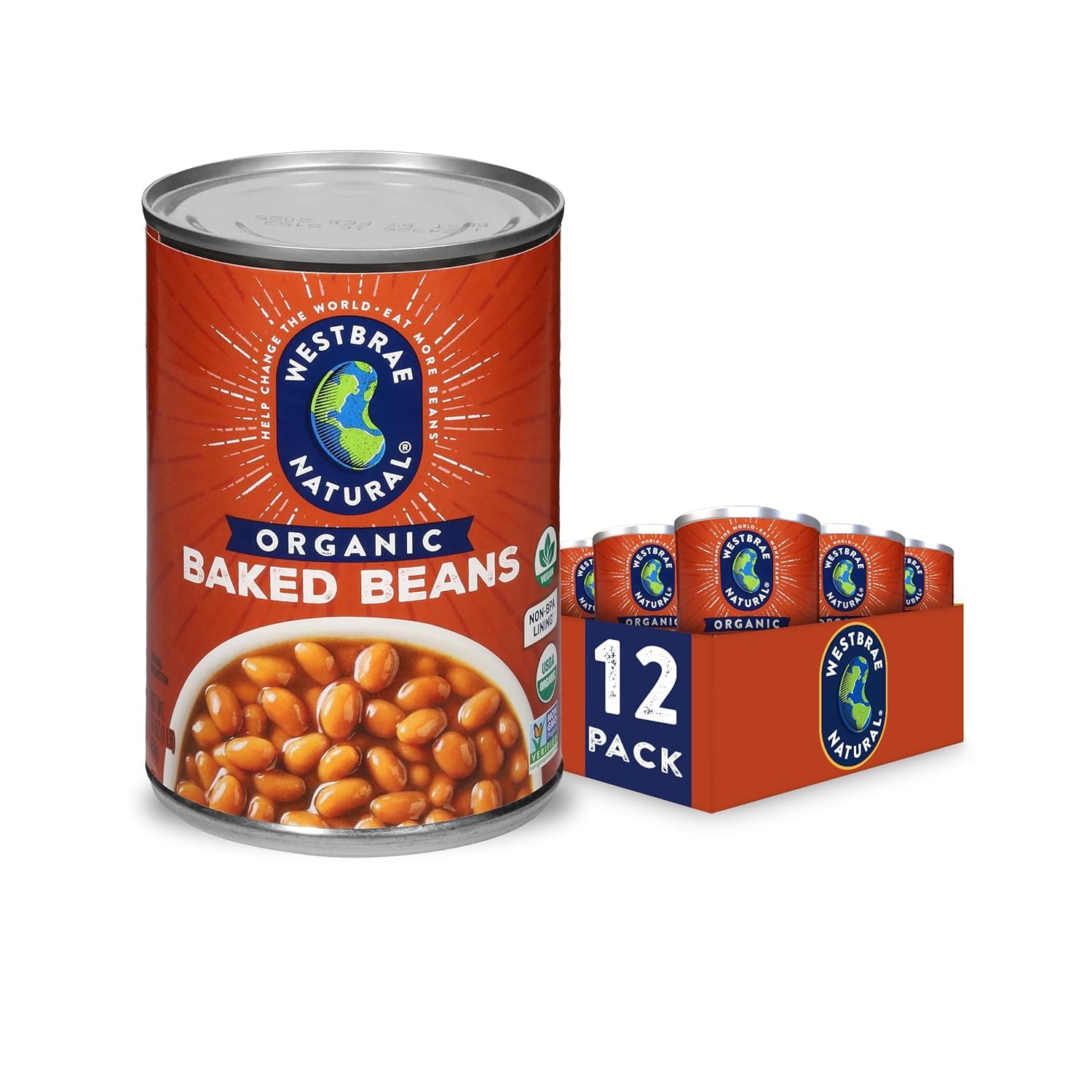 Westbrae Natural Organic Baked Beans, 16 oz, (Pack of 12)