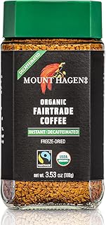 Mount Hagen 3.53oz Organic Freeze Dried Instant Decaf Coffee | Eco-friendly, Fair-Trade Decaffeinated Coffee, Made From Organic Medium Roast Arabica Beans [3.53oz Jar]