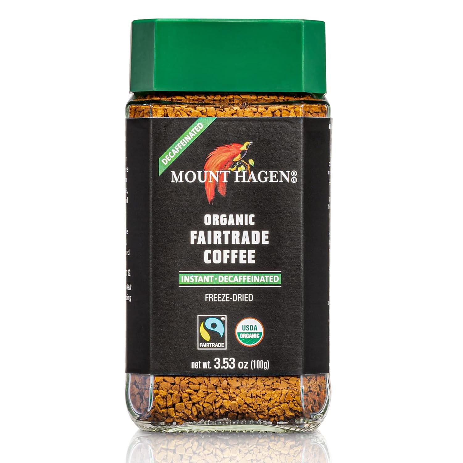 Mount Hagen 3.53oz Organic Freeze Dried Instant Decaf Coffee | Eco-friendly, Fairtrade Decaf Coffee Made From Organic Medium Roast Arabica Beans [3.53oz Jar]
