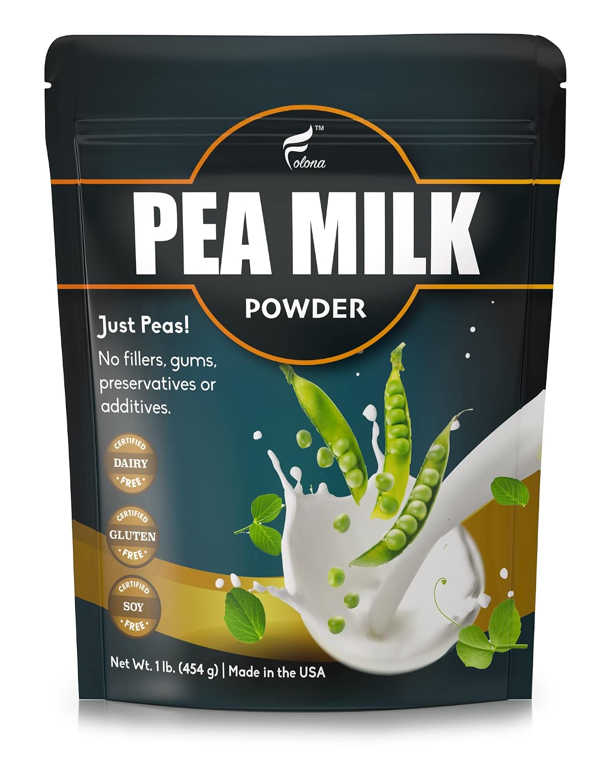 FOLONA Unsweetened Pea Milk Powder, Sugar Free Non-Dairy Creamer, 1 lb