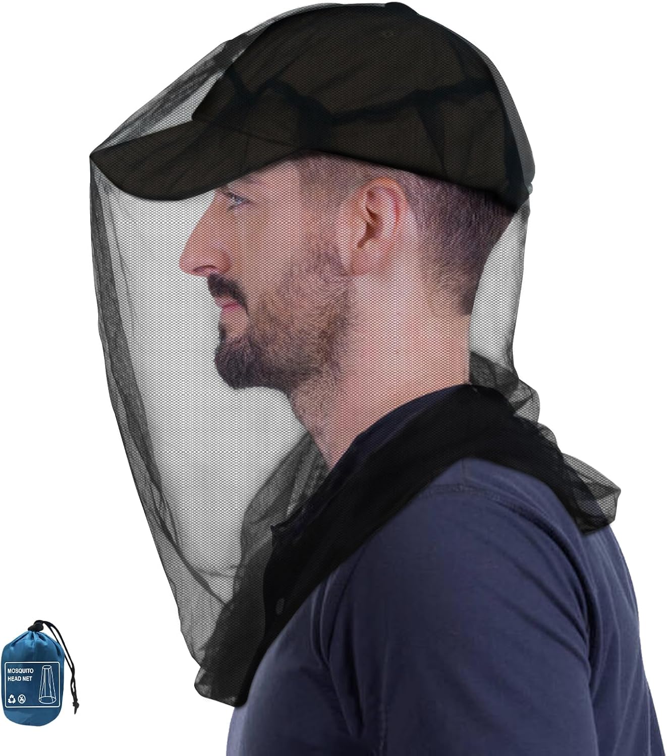 South to East Premium Midge Net for Head 1 Pack, Ultra Large & Long, Extra Fine Holes, Fly & Bug Protection Gear for Camping, Hiking, Fishing, Gardening, Safari, Fit All Hats for Men & Women