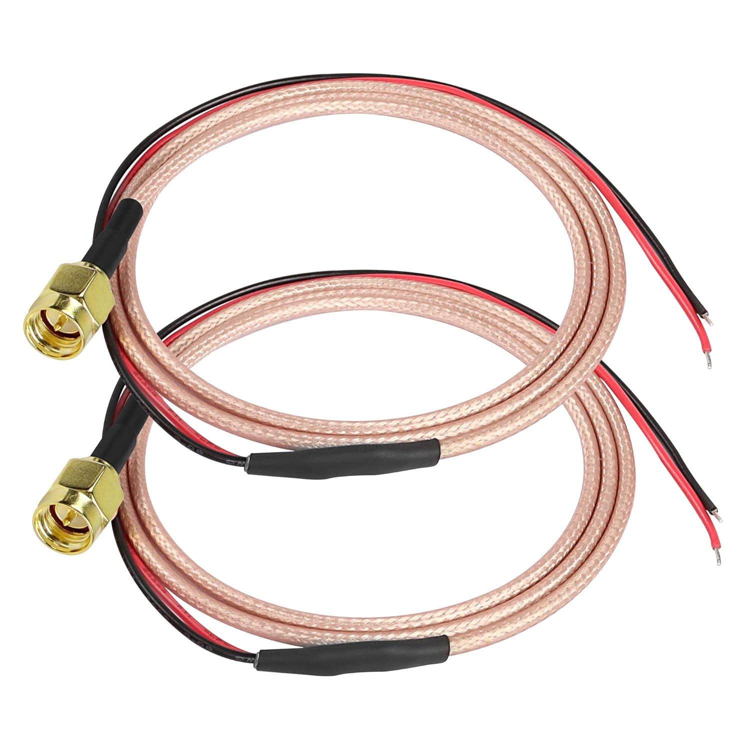XMSJSIY SMA Pigtail Cable Bare Wire Open End Solder Coaxial Coax Cable SMA Famale Connector PCB Welding RG316 Antenna Extension Wire 0.8M/2.6FT-2 pcs (SMA Male)