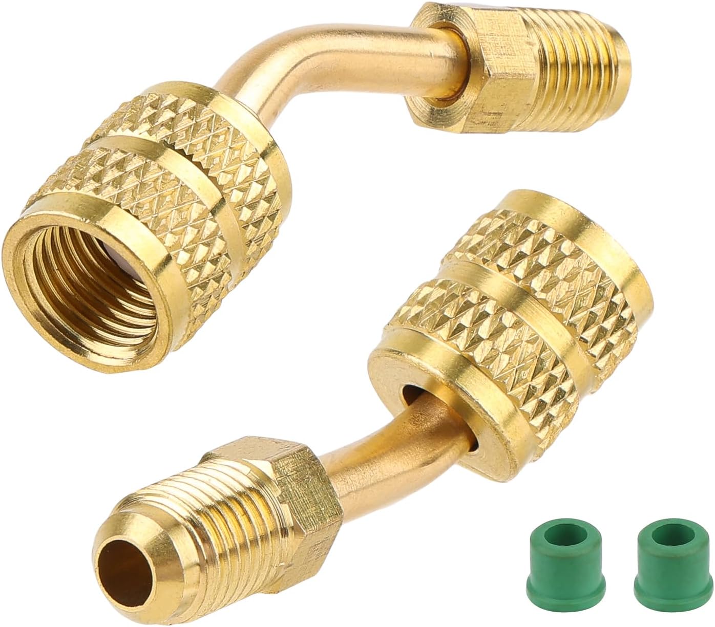 Tinoaly R410a Adapter Connector for Mini Split System, 5/16in Female 1/4in Male Flare Charging Vacuum Port Hose Adapter With Thimble for Air Conditioners Refrigeration Valve HVAC Service